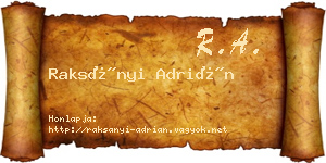 Raksányi Adrián névjegykártya